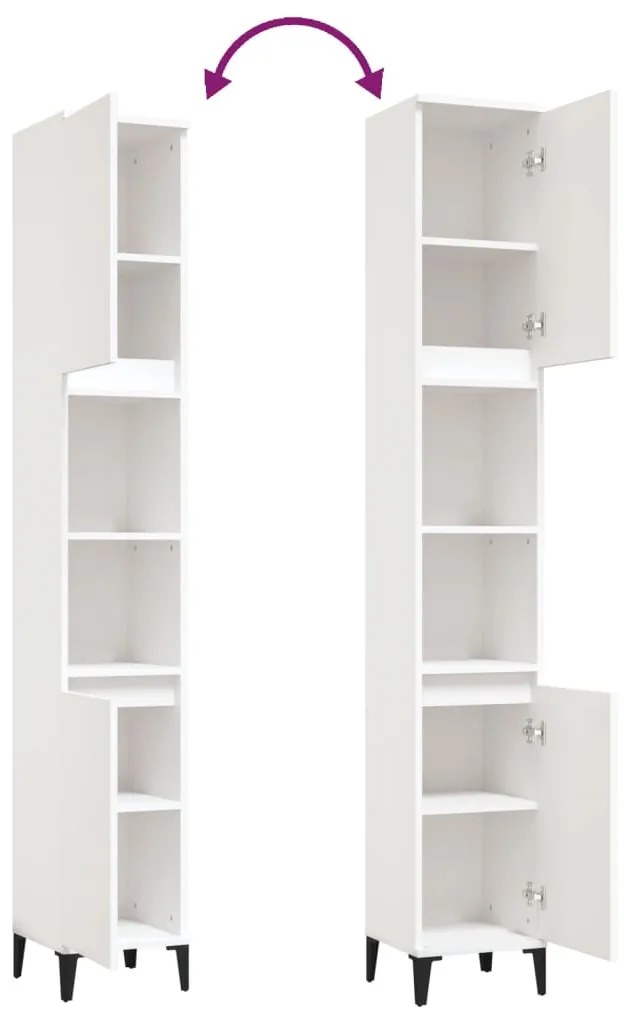 Armário casa de banho 30x30x190 cm derivados de madeira branco