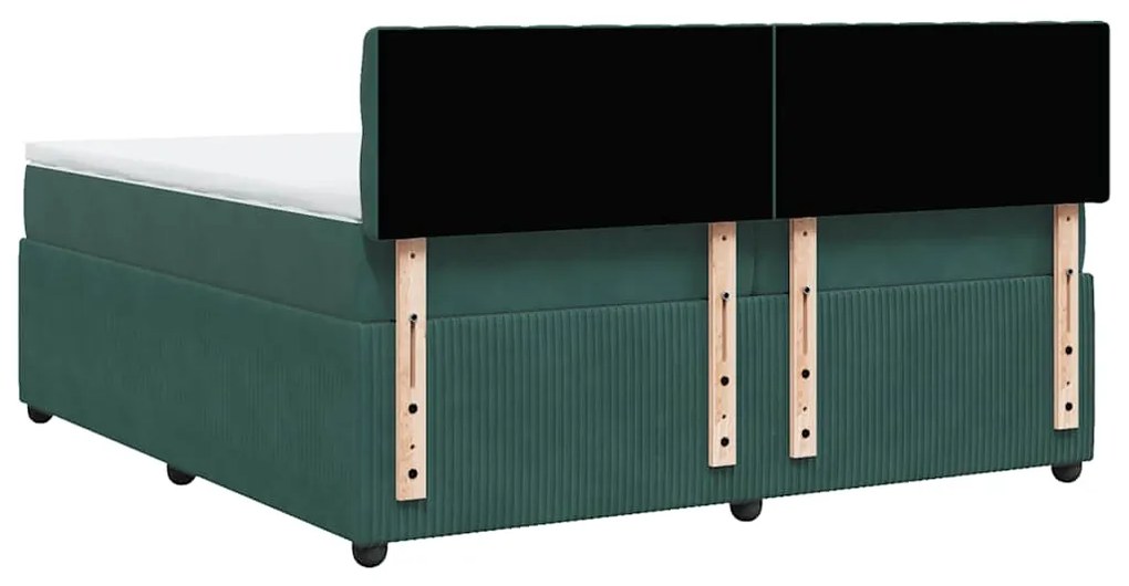 Cama com molas/colchão 200x200 cm veludo verde-escuro