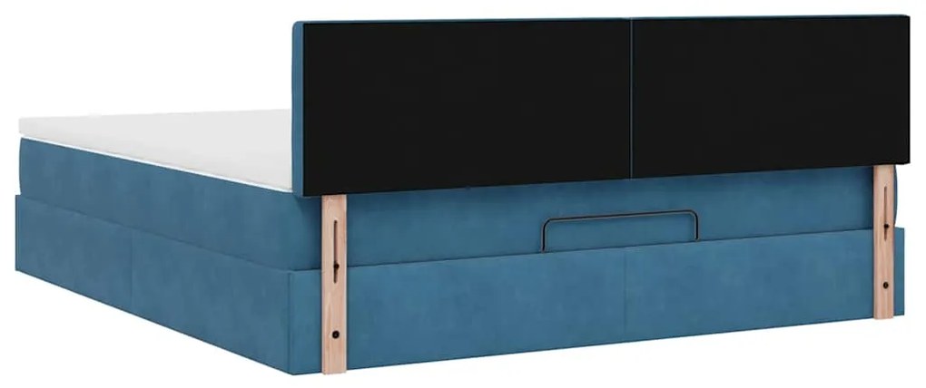 Estrutura de cama otomana com colchão 180x200 cm azul escuro