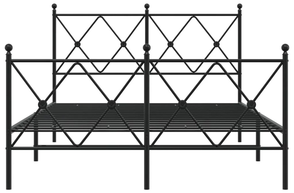 Estrutura de cama com cabeceira e pés 120x200 cm metal preto