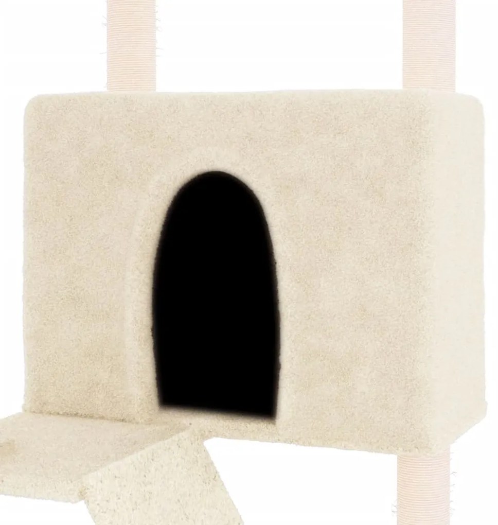 Árvore para gatos c/ postes arranhadores sisal 143 cm cor creme