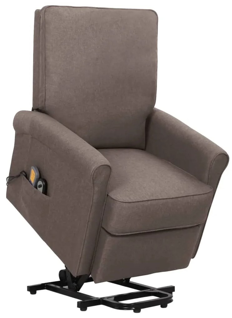 vidaXL Poltrona de massagens tecido cinzento-acastanhado