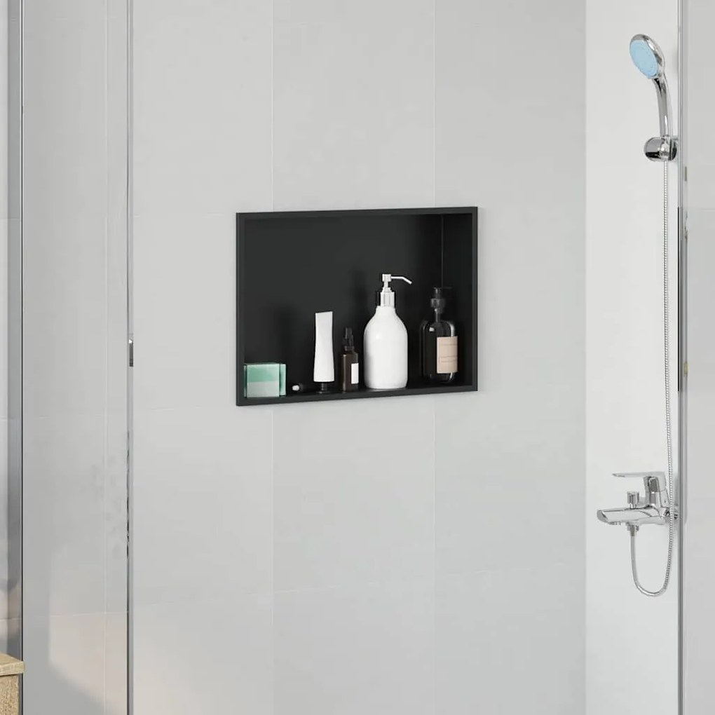 vidaXL Nichos de Chuveiro Preto 45 x 30 x 9.5 cm Aço inoxidável
