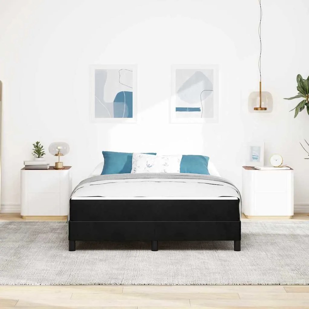 Cama box spring com colchão Preto 140 x 190 cm Veludo