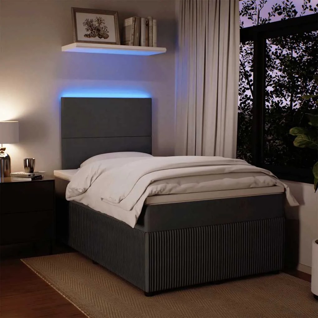Cama boxspring com colchão 120x200 cm veludo cinzento-escuro