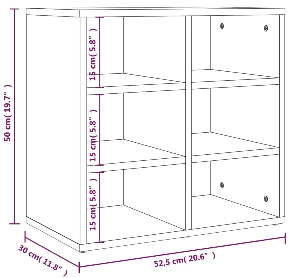 Sapateira Huelva - Com 6 Prateleiras - Cor Preto - 52,5x30x50 cm - Der