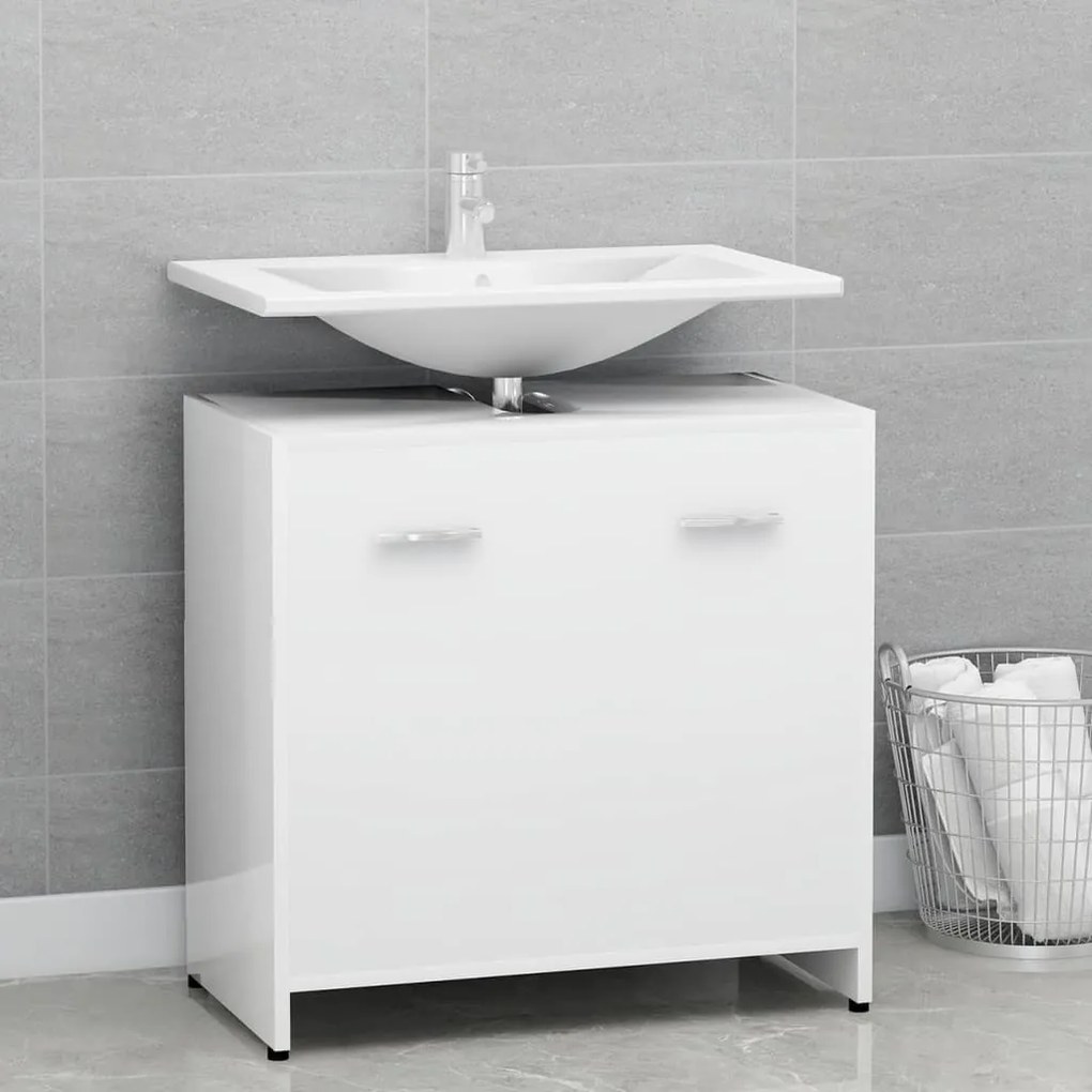 vidaXL Armário de casa de banho derivados de madeira branco
