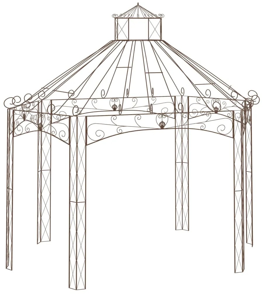 vidaXL Pavilhão de jardim 400x258x378 cm ferro castanho antigo