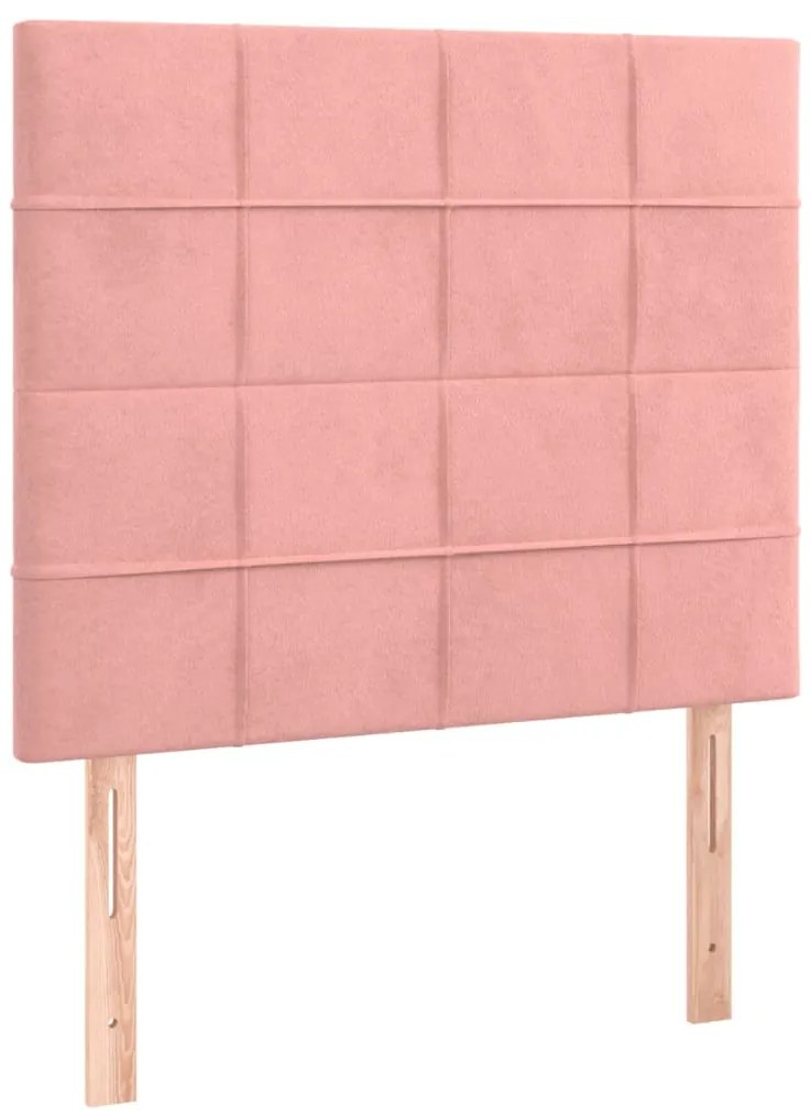 Cama box spring c/ colchão/LED 90x200 cm veludo rosa