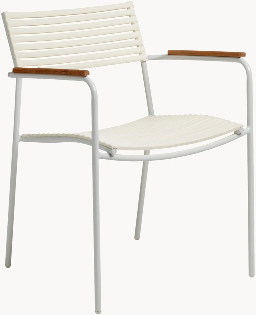 Cadeira de jardim empilhável com braços em madeira de teca Mood Air
