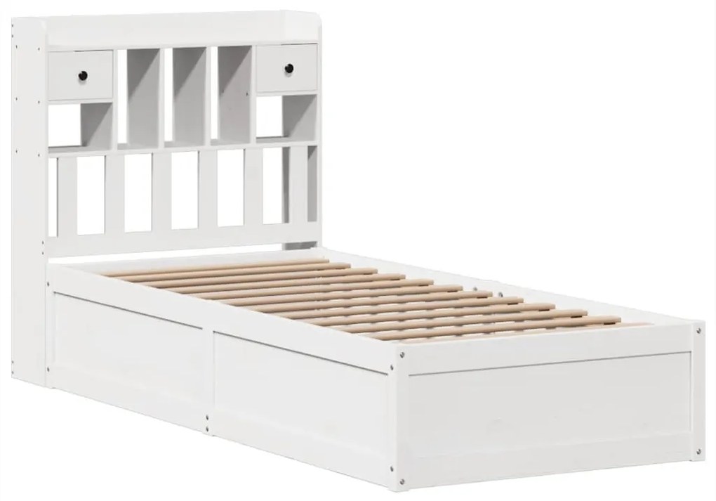 Cama sem colchão 100x200 cm madeira de pinho maciça branco