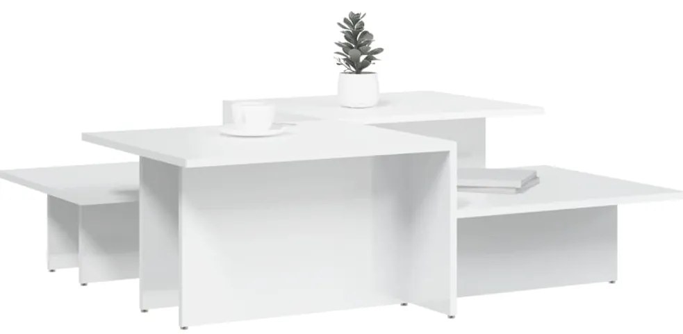 Mesas de centro 2 pcs derivados de madeira branco brilhante