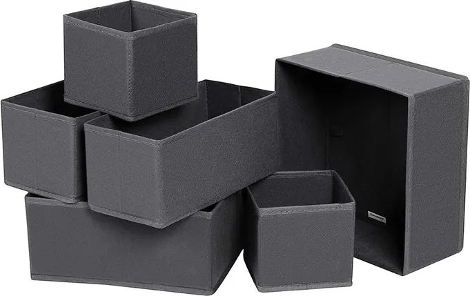 Conjunto de 6 organizadores de gavetas cinzento