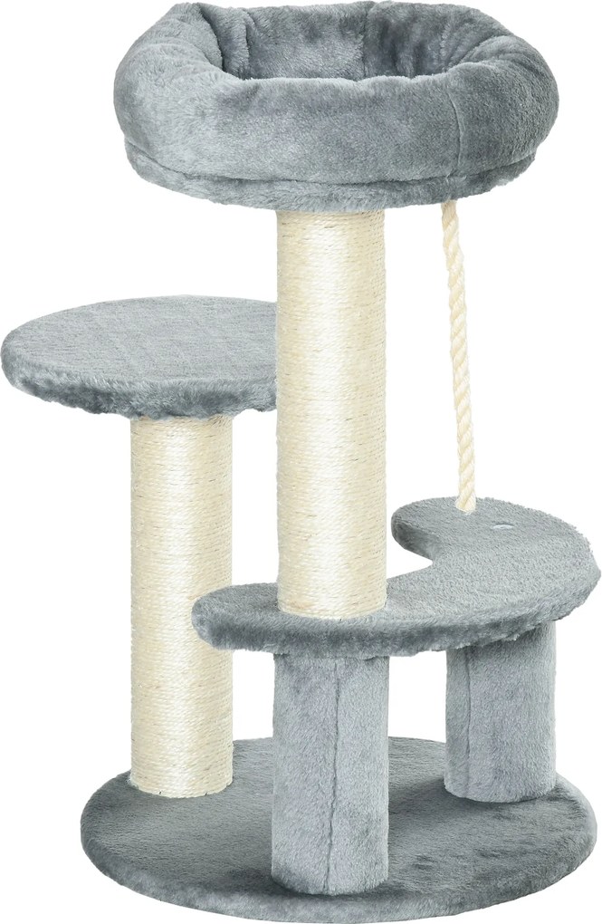 Arranhador para gatos com 2 arranhadores de sisal natural, 3 plataformas e corda para trepar; dimensões: Ø 40 x 65 cm (altura); pelúcia de alta densid