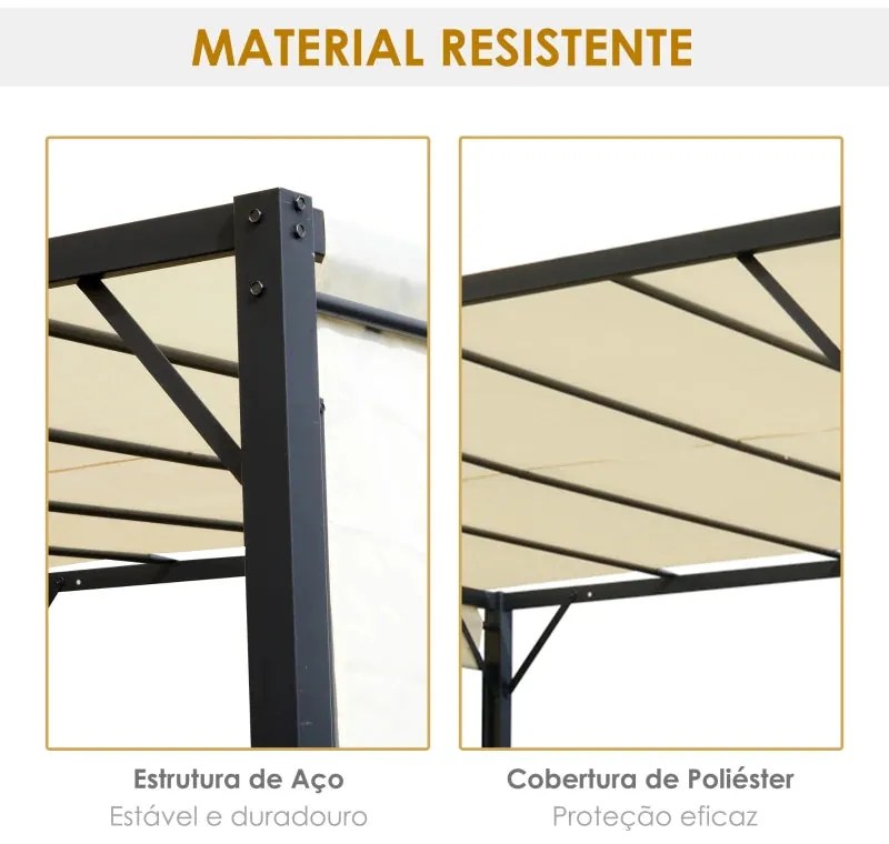 Pérgola de Jardim com Teto Retrátil e Parede Lateral Versátil - 3x3m