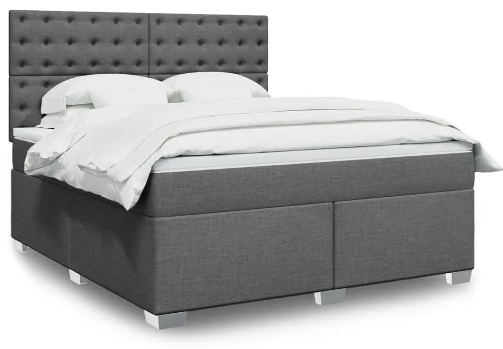 Cama com molas/colchão 180x200 cm tecido cinzento-escuro