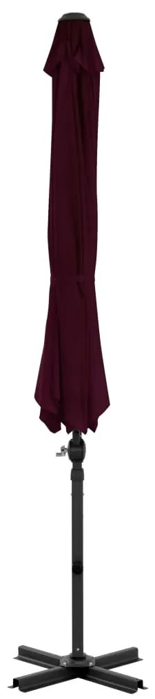 Guarda-sol jardim cantilever c/ poste alumínio 300 cm vermelho