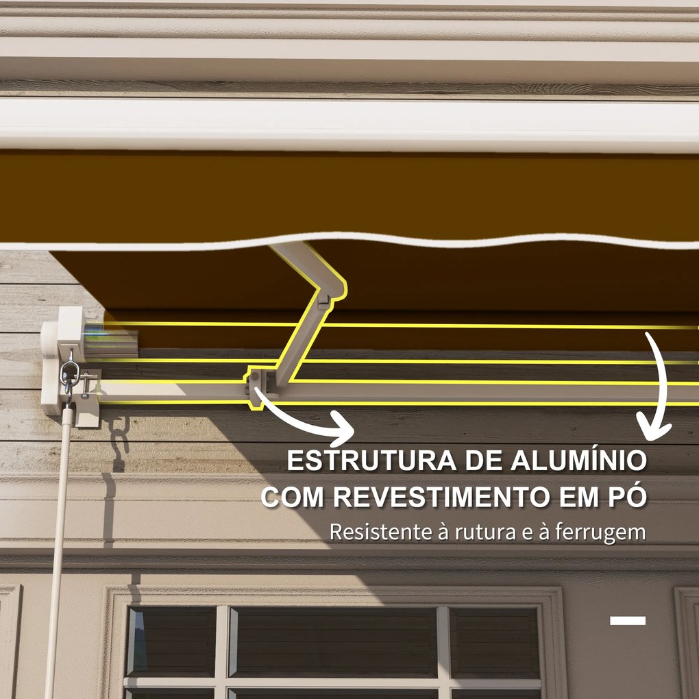 Toldo Manual Retrátil com Manivela 295x245cm Toldo Enrolável para Janela Portas Balcão Terraço Exterior Café