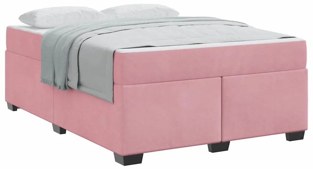 Estrutura de cama com colchão Outros Rosa 160 x 200 cm Veludo