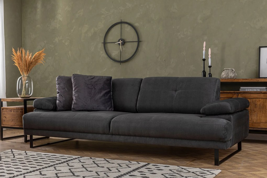 Sofá-cama de 3 lugares Mustang – Antracite – 239 cm x 99 cm x 83 cm