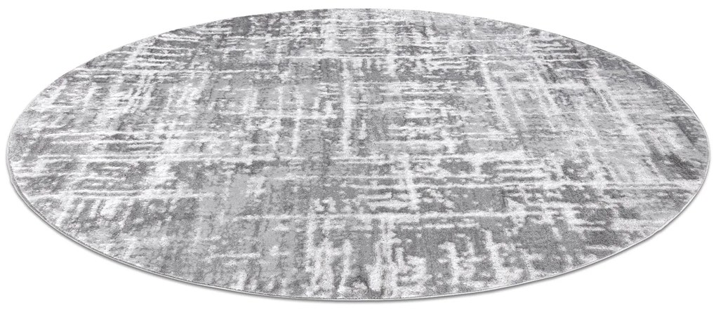 Tapete MEFE moderno Circulo 8722 Linhas vintage - Structural dois níveis de lã cinza cinzento / branco