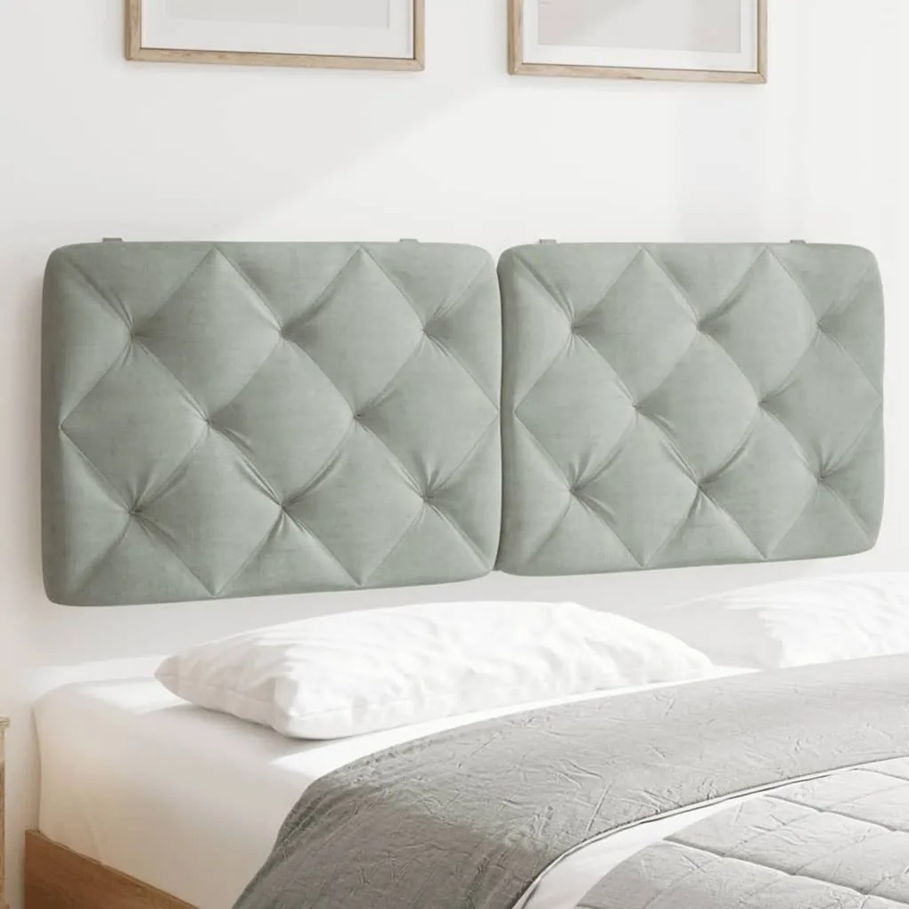 vidaXL Almofadão de cabeceira 140 cm veludo cinzento-claro