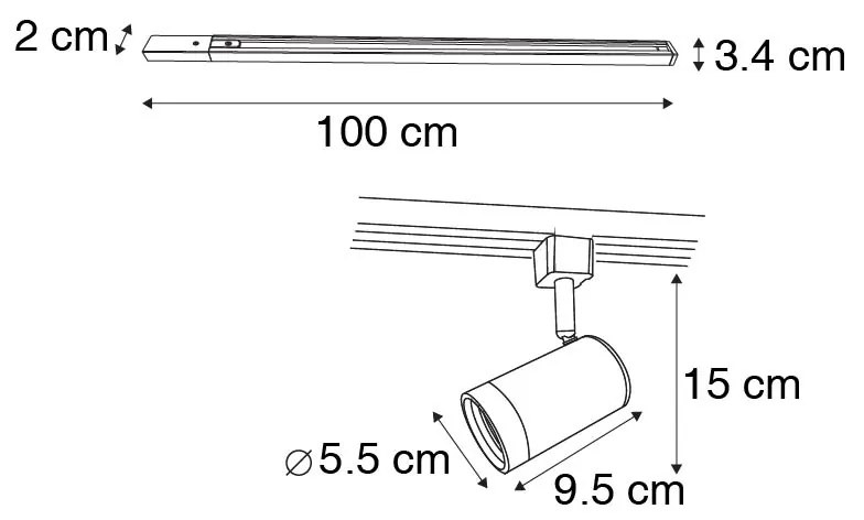 Sistema de calhas moderno monofásico com 14 focos brancos - Jeana Moderno