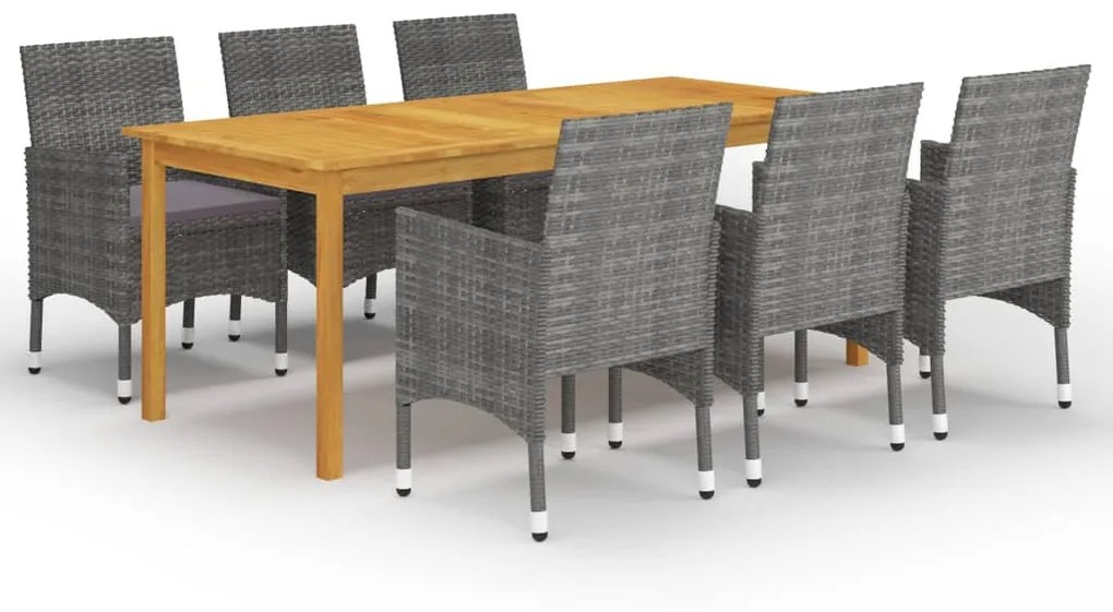 vidaXL 7 pcs conjunto de jantar para jardim cinzento