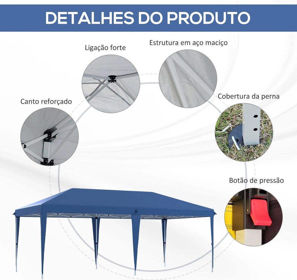 Tenda Dobrável 6x3 Tenda de Jardim Portátil com Bolsa de Transporte Te