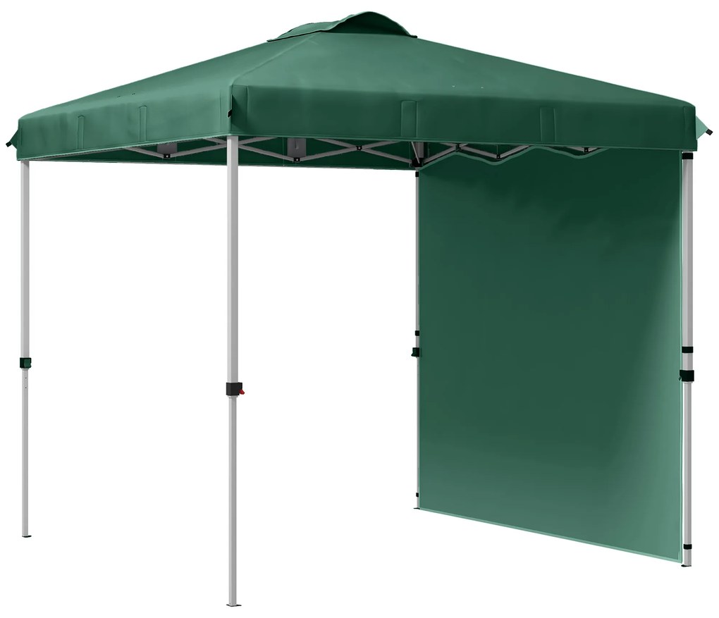Outsunny Tenda Dobrável 2,5x2,5 m Tenda de Jardim com 1 Parede Lateral Proteção UV Altura Ajustável para Campismo Festas e Exterior Verde | AOSOM Portugal