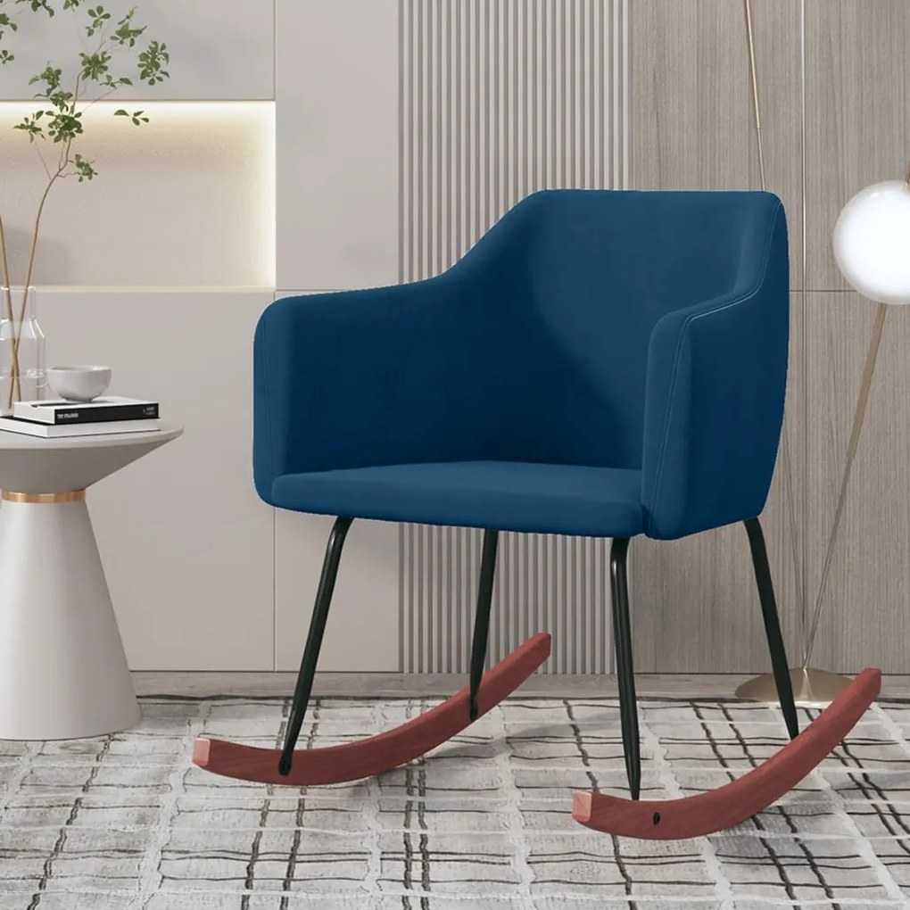 vidaXL Cadeira de baloiço veludo azul