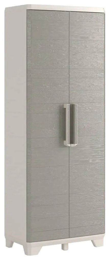 46644 Keter Armário de arrumação Wood Grain 182cm creme/cinzento-acastanhado