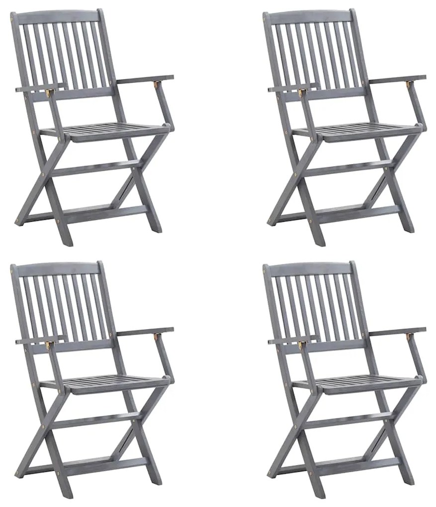 Cadeiras exterior dobráveis c/ almofadões 4 pcs acácia maciça