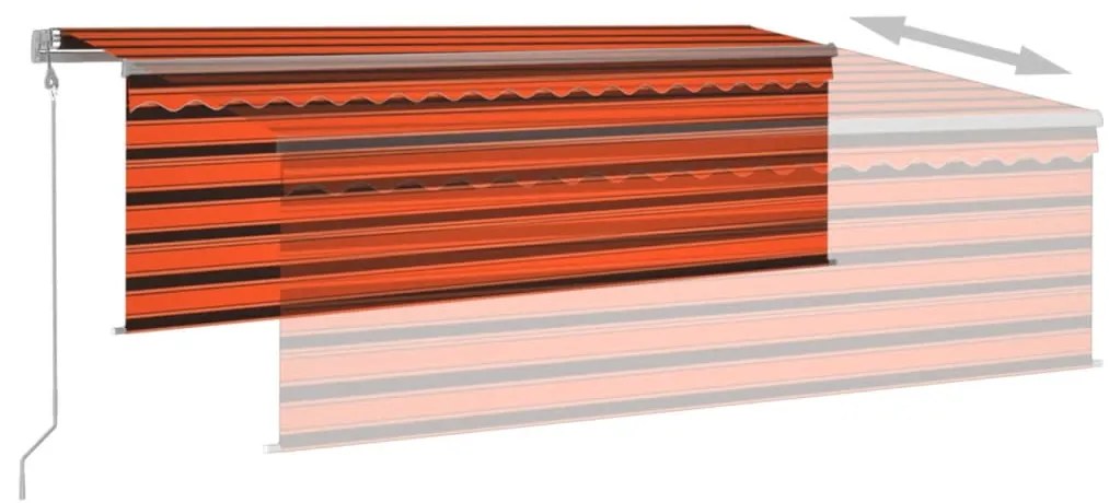 Toldo autom. LED e sensor de vento 4,5x3 m laranja e castanho