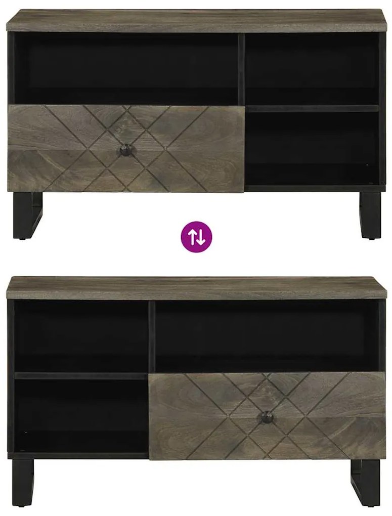Móvel de TV 80x33x46 cm madeira de mangueira maciça preto