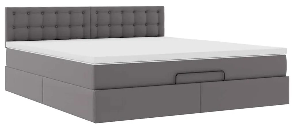 Cama otomana com colchões &amp; LEDs 180x200 cm couro artificial