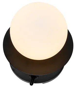 Candeeiro de parede preto IP44 com interruptor - Cederic Moderno