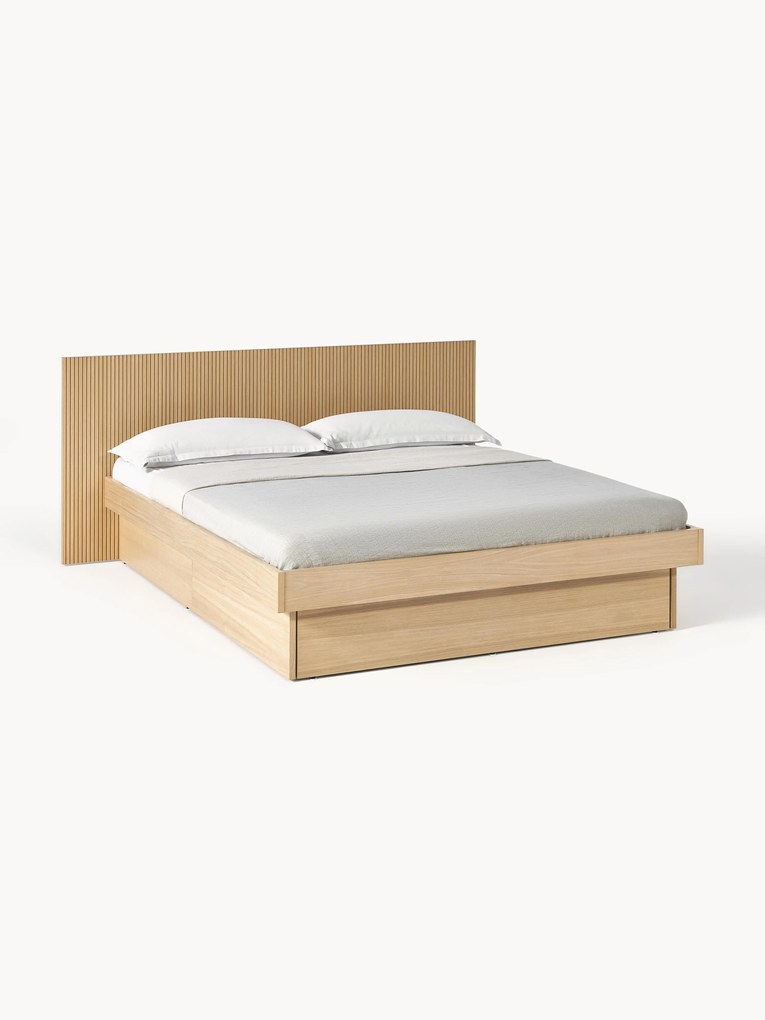 Cama em madeira com cabeceira e gavetas Sato