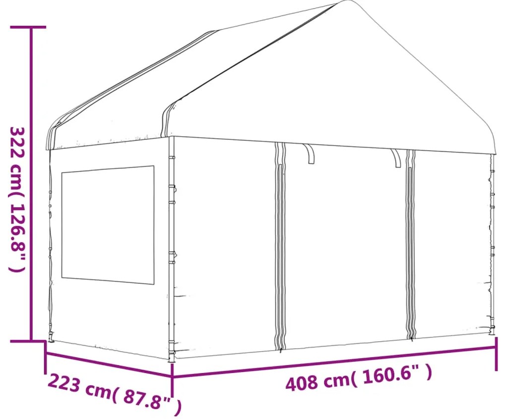Gazebo com telhado 15,61x4,08x3,22 m polietileno branco
