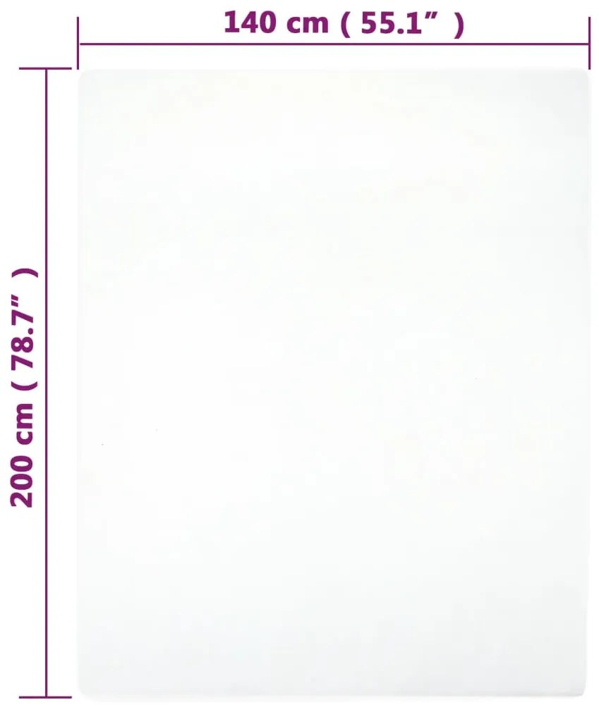 Lençol ajustável 140x200 cm algodão jersey branco