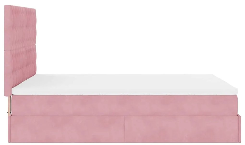 Estrutura de cama otomana com colchões 140x200 cm veludo rosa