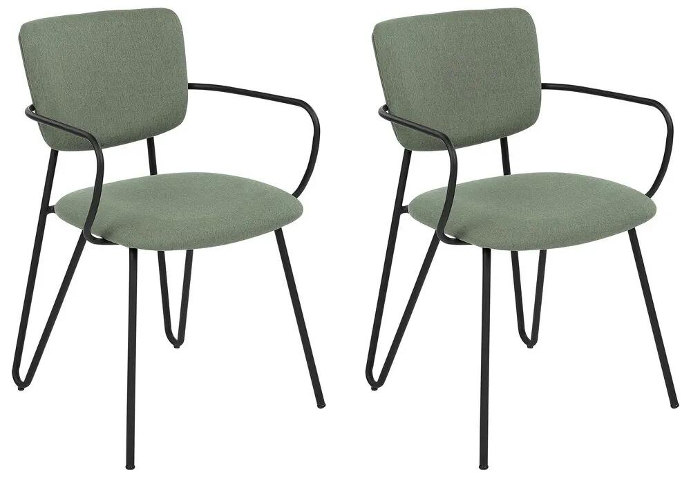 Conjunto de 2 cadeiras de jantar em tecido verde escuro ELKO Beliani