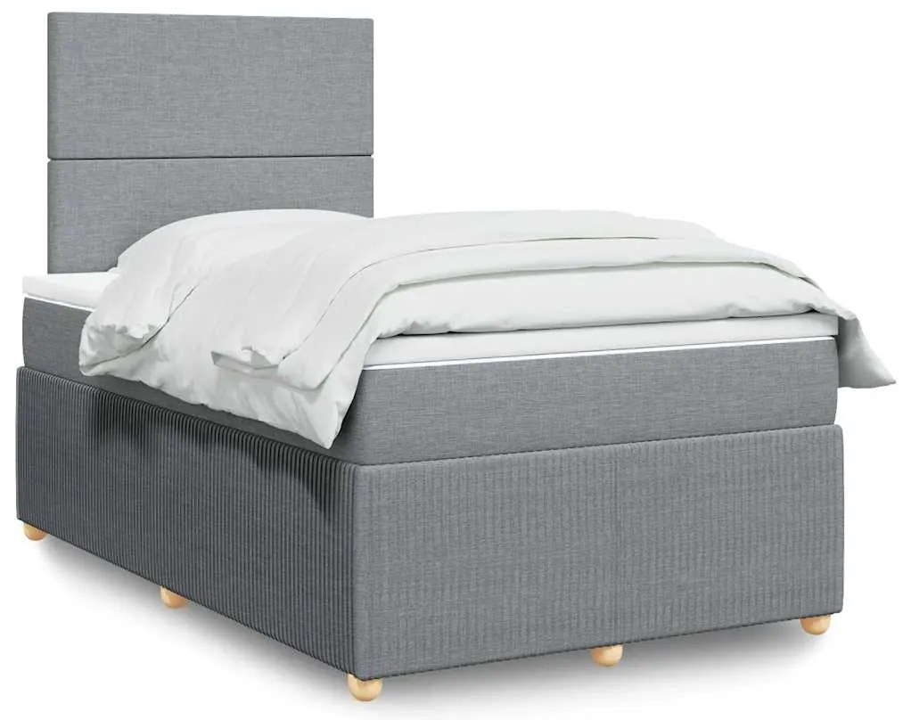 Cama com molas/colchão 120x200 cm tecido cinza-claro