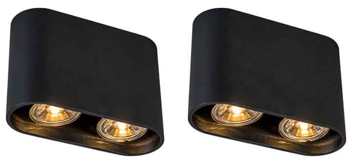 Conjunto de 2 focos modernos pretos - Ronda Duo Design,Moderno