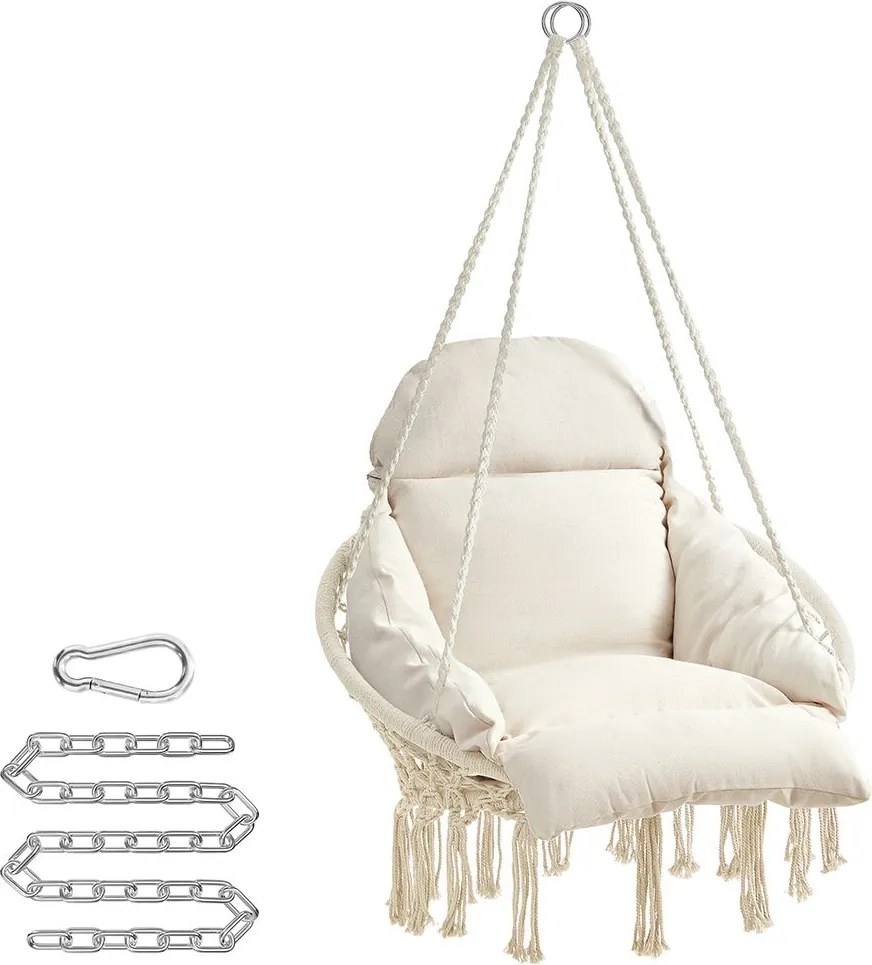 Cadeira suspensa jardim com uma almofada grossa Bege