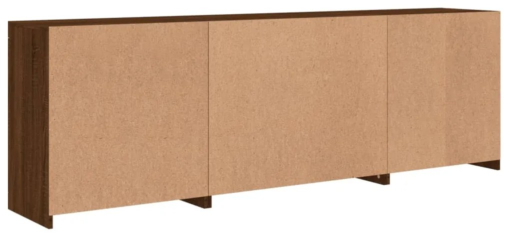 Aparador com luzes LED 202x37x67 cm carvalho castanho