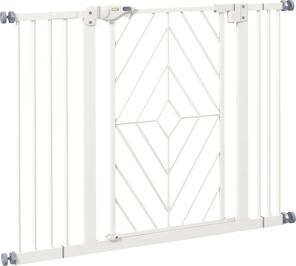 PawHut Portão de proteção para porta Portão de escadas Barreira Portão para cães, 100 cm x 4 cm x 76 cm, Branco | Aosom Portugal