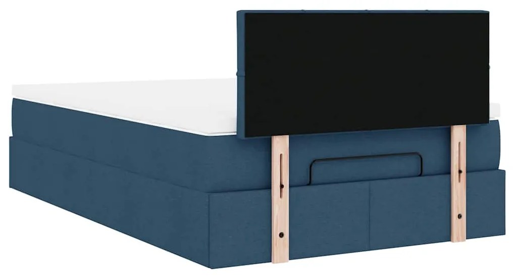 Cama otomana com colchão 120x200 cm tecido azul