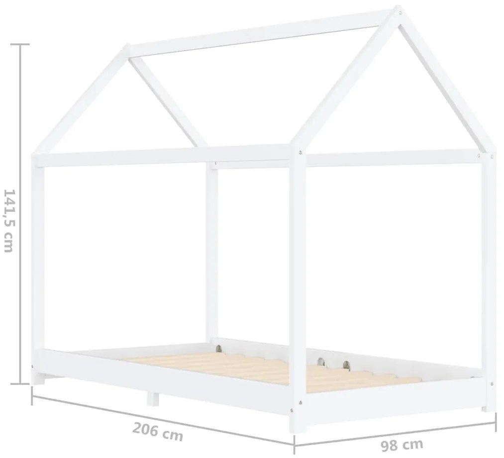 Estrutura de cama para crianças 90x200 cm pinho maciço branco