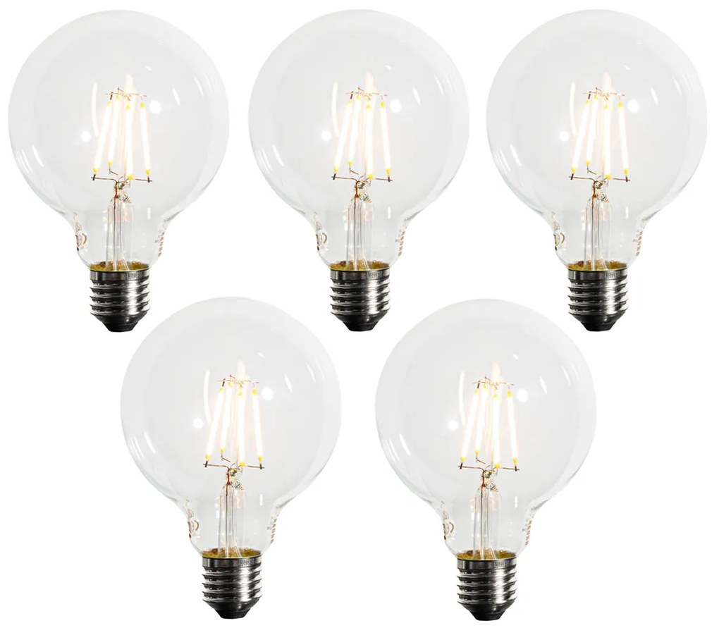 Conjunto de 5 Lâmpada LED regulável E27 G95 5W 450lm 2200K